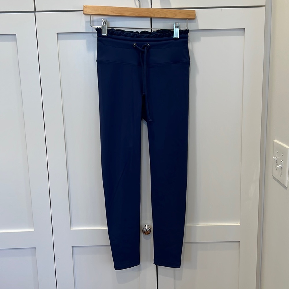 Year of Ours blue ruffle leggings